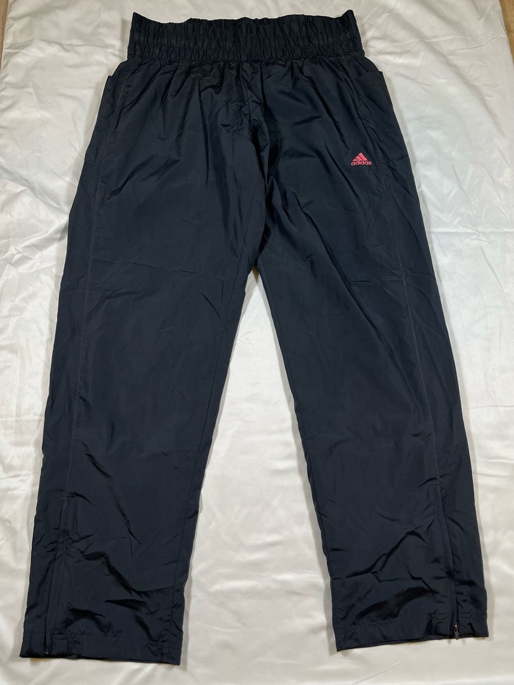 Vtgโ Adidas Track Pants Womens Med Y2k Black Pink Zip leg Loose Athleisure